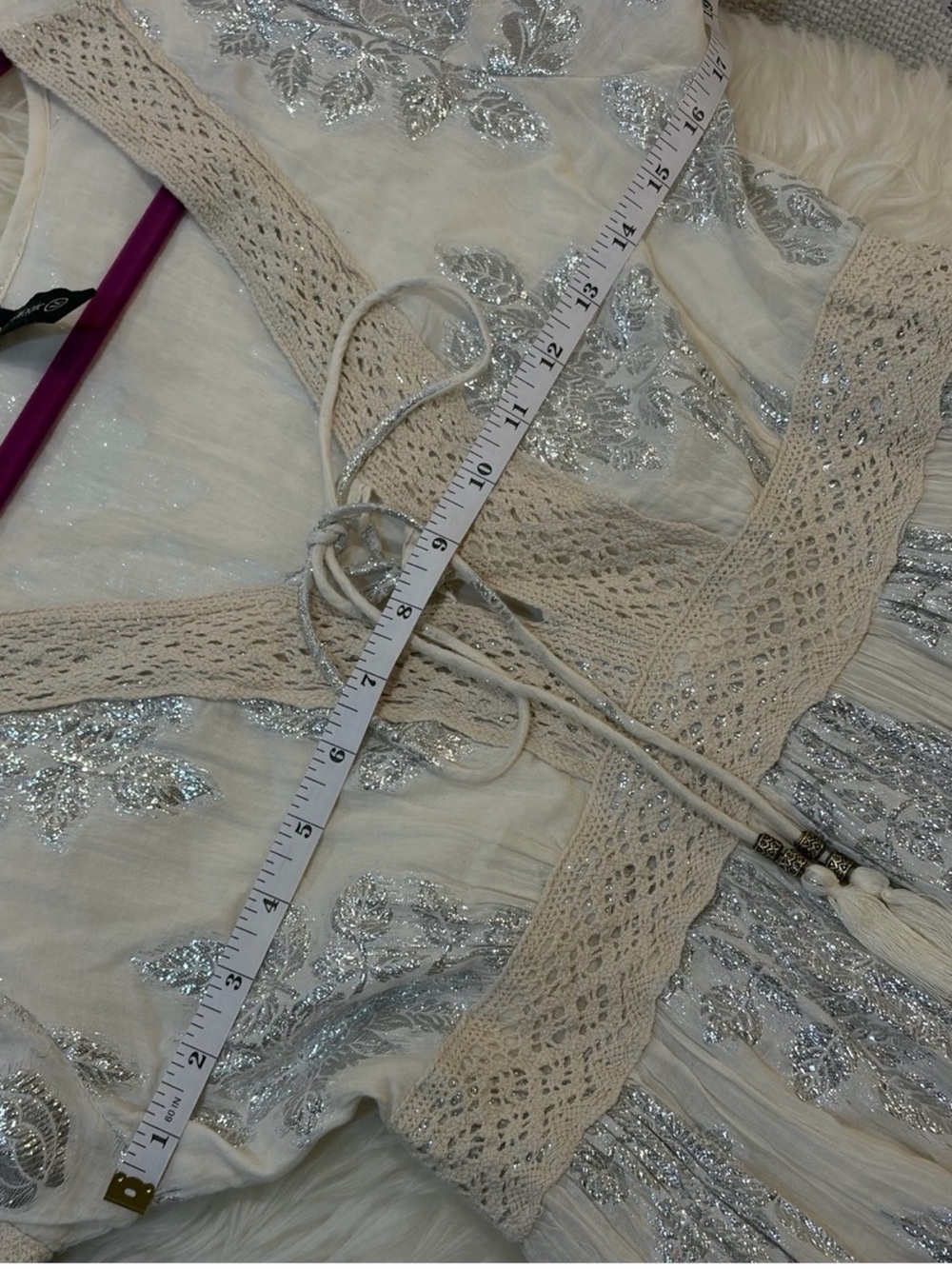 Anthropologie Me 2 Magic Crochet Lace Coastal Boho Maxi Dress Cottagecore M - Picture 4 of 6